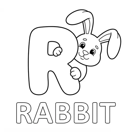 Animal Alphabet Coloring Page — Letter R Is for Rabbit
