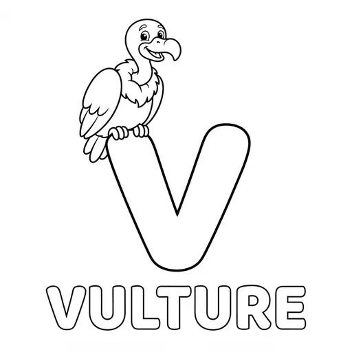 Animal Alphabet Coloring Page — Letter V Is for Vulture