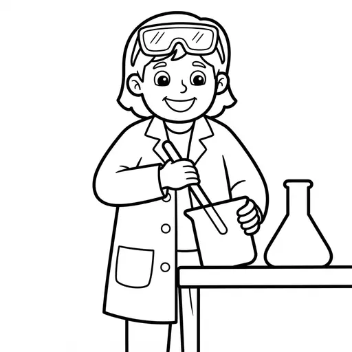 Easy Scientist Coloring Page — Mixing Liquids in a Beaker