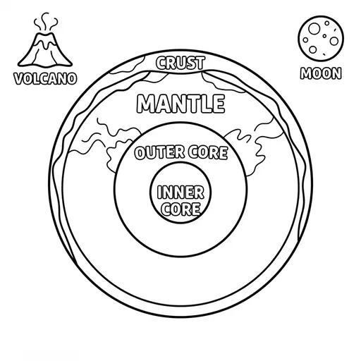 Earth Coloring Page — Layers of the Earth