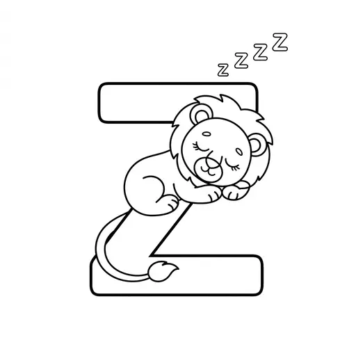 Letter Z Coloring Page — Sleeping on Letter Z