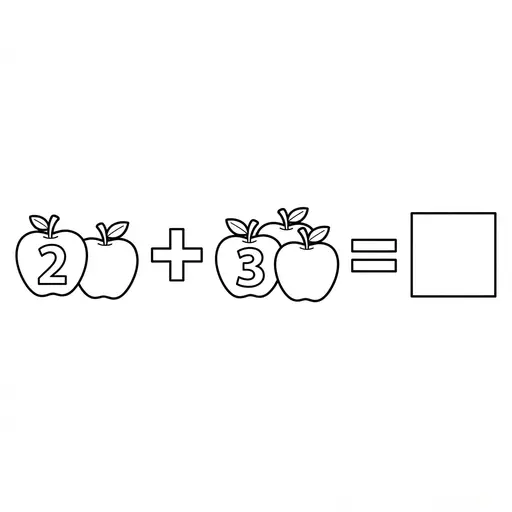 Math Coloring Page — Addition Equation With Numbers
