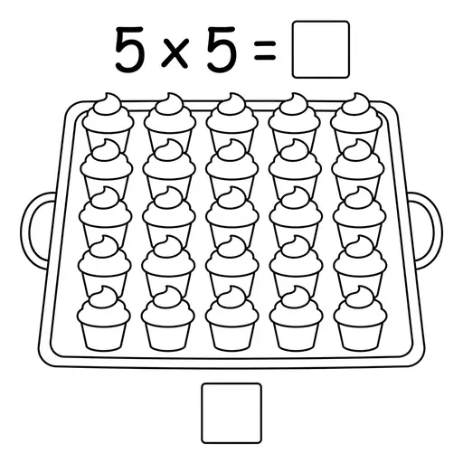 Math Coloring Page — Multiplication Math Worksheet with Tray