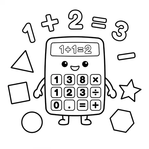 Math Coloring Page — Surrounded by Math Symbols and Shapes