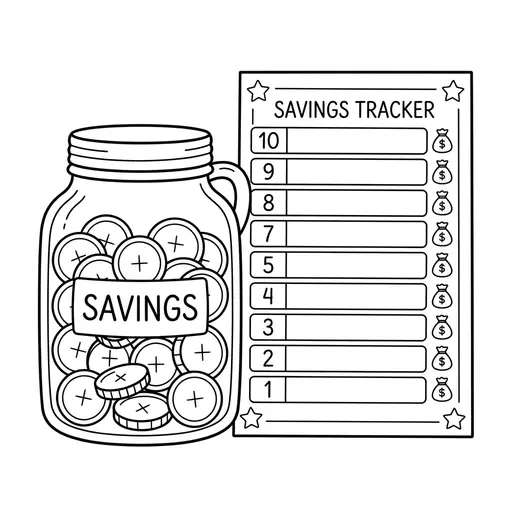 Money Coloring Page — With a Savings Tracker Sheet
