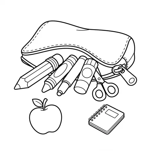 School Supply Coloring Page — Filled With School Supplies