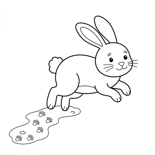 Animal Track Coloring Page — Hopping Over Muddy Puddle