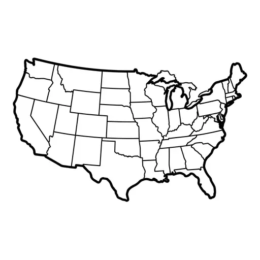 Easy United States Map Coloring Page — Simple Outline with State Borders