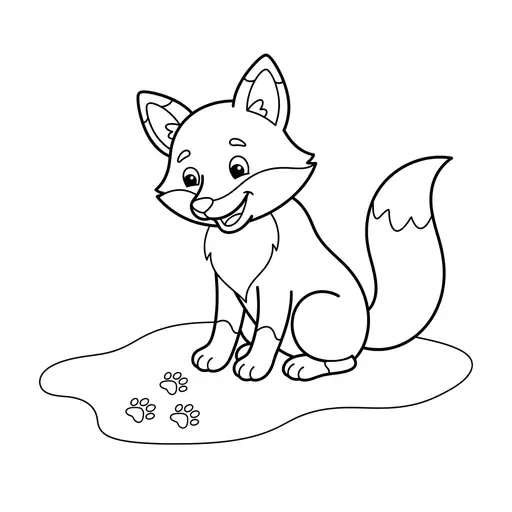 Animal Track Coloring Page — Sitting With Paw Prints