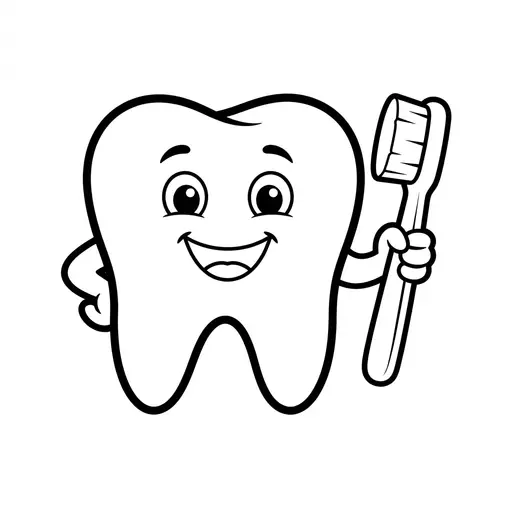 Easy Teeth Coloring Page — Smiling With A Toothbrush