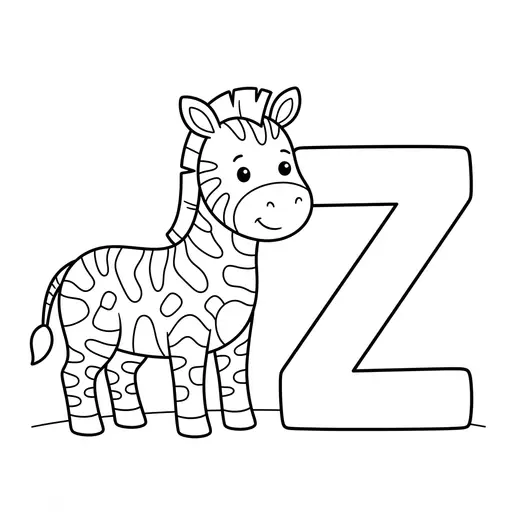 Letter Z Coloring Page — Standing Beside Letter Z