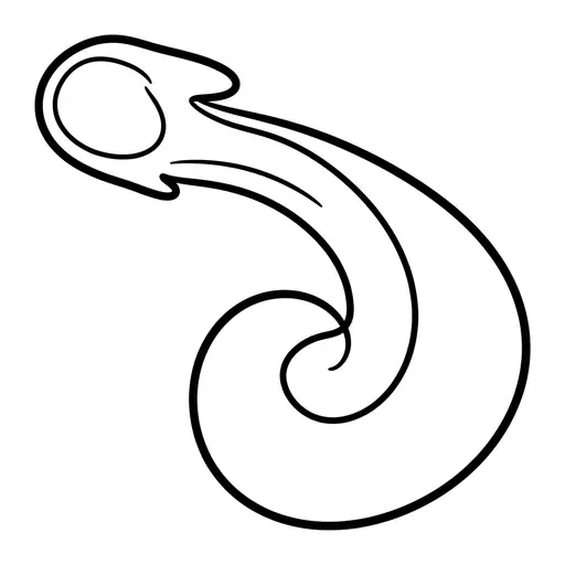 Easy Comet Coloring Page — With Long Swirly Tail