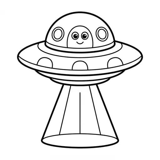 Easy Ufo Coloring Page — Friendly Alien in a Spaceship