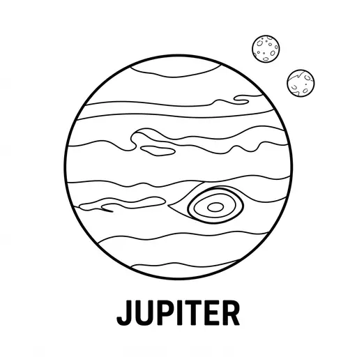 Planet Coloring Page — Jupiter with the Great Red Spot