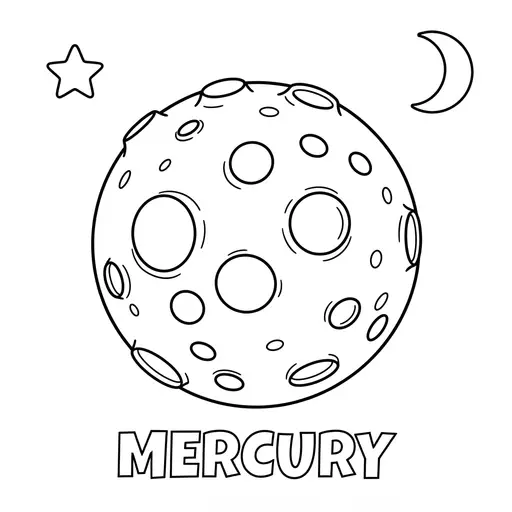 Planet Coloring Page — Mercury with Craters