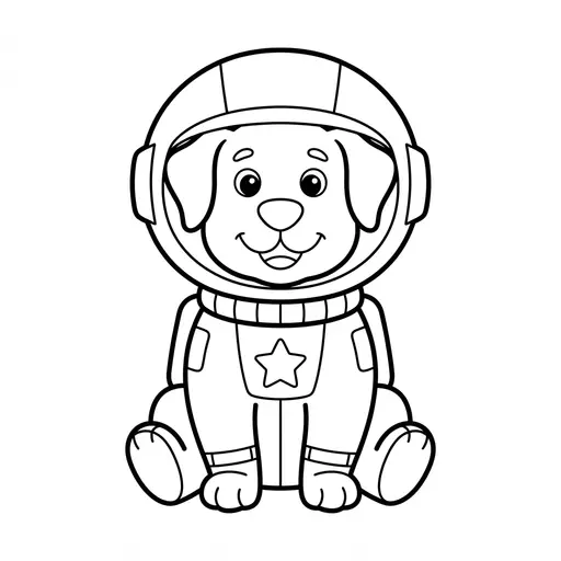 Easy Astronaut Coloring Page — Dog in a Round Helmet