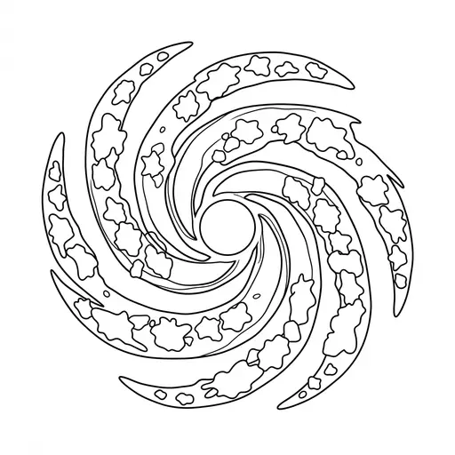Galaxy Coloring Page for Adults — Swirling Spiral With Star Clusters