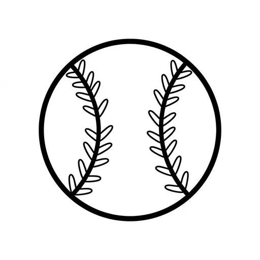 Easy Baseball Coloring Page — Simple Outline with Stitches