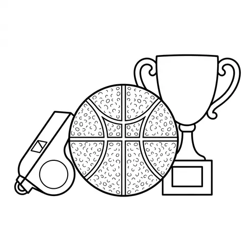 Basketball Coloring Page — Trophy And Whistle