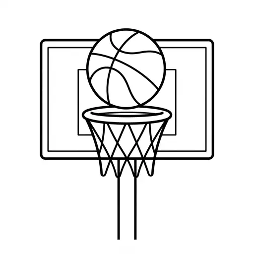 Easy Basketball Coloring Page — Going Through the Hoop