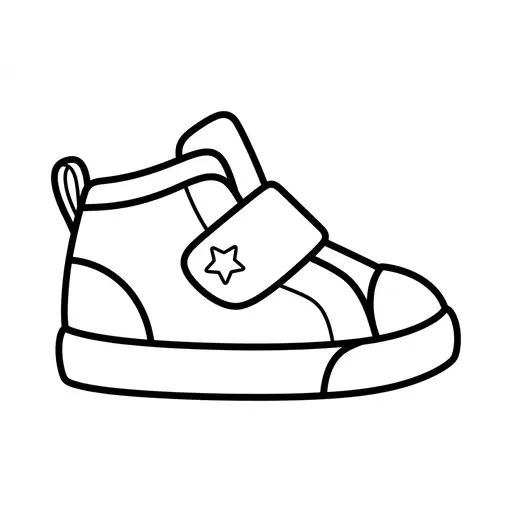 Easy Basketball Coloring Page — High Top with Star Strap