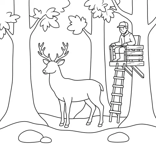 Hunting Coloring Page — In The Woods With Hunter