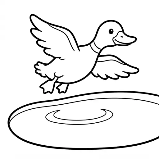 Easy Hunting Coloring Page — Flying Over a Pond