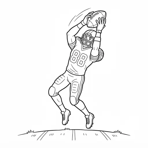 Football Player Coloring Page — Catching a Long Pass