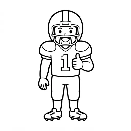 Easy Football Player Coloring Page — Helmet Giving a Thumbs Up