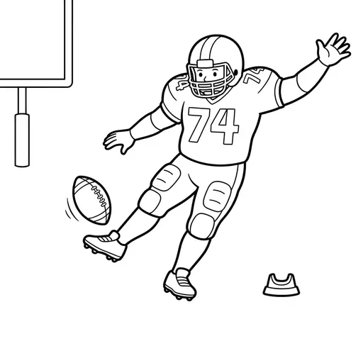 Football Player Coloring Page — Kicking a Field Goal