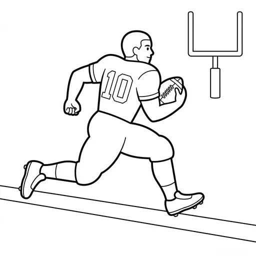 Football Player Coloring Page — Running With the Ball