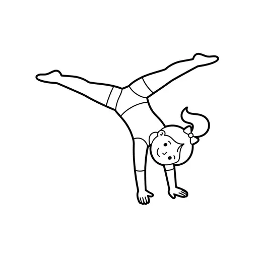 Easy Gymnastic Coloring Page — Doing A Cartwheel