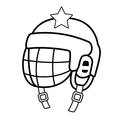 Easy Hockey Coloring Page — With a Star on Top