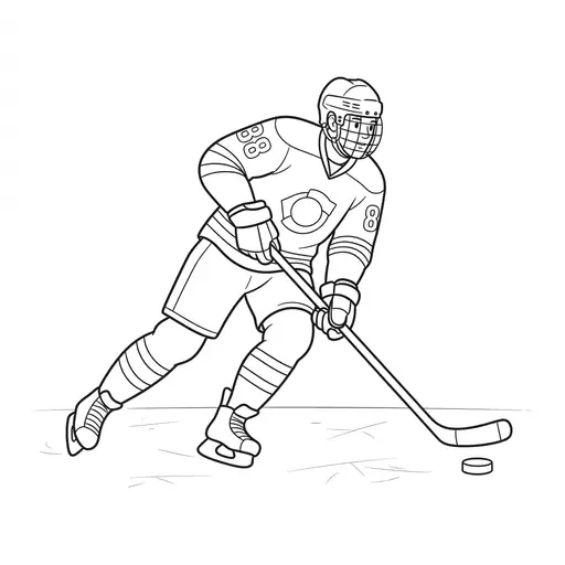 Hockey Coloring Page — Skating with the Puck