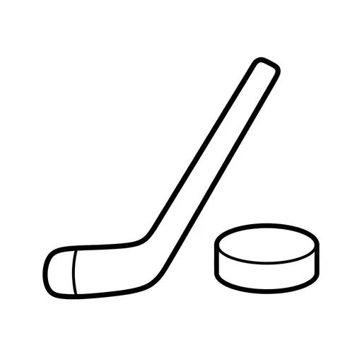 Easy Hockey Coloring Page — Stick and Puck