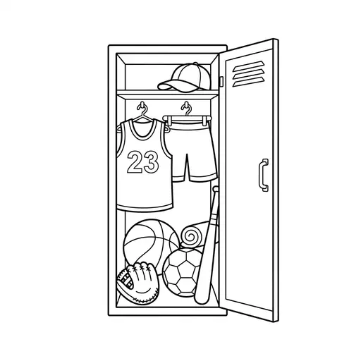 Sport Coloring Page — Full of Sports Equipment