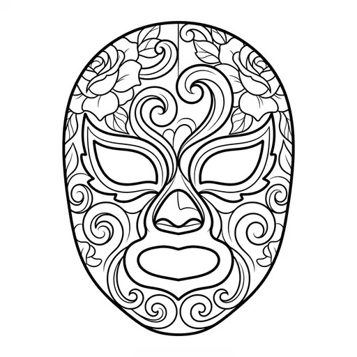 Wrestling Coloring Page for Adults — Decorated with Flowers and Swirls