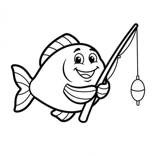 Easy Fishing Coloring Page — Holding a Fishing Rod
