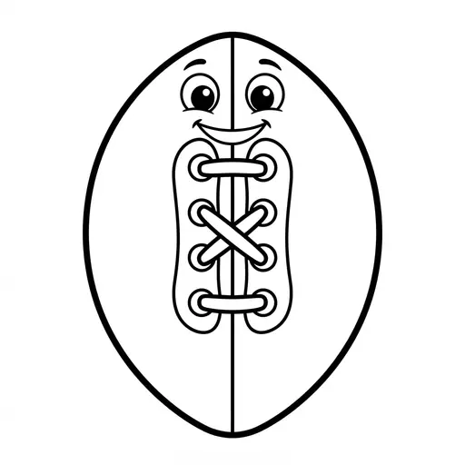 Easy Football Coloring Page — Smiling Face and Laces