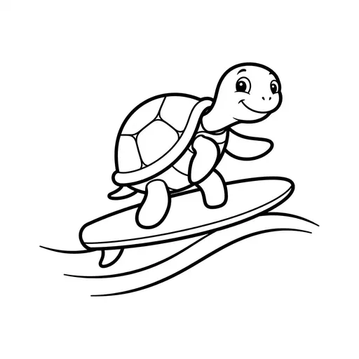 Easy Surfing Coloring Page — Surfing on a Wave