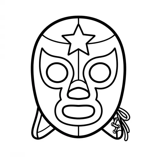 Easy Wrestling Coloring Page — Lucha Libre Star Design