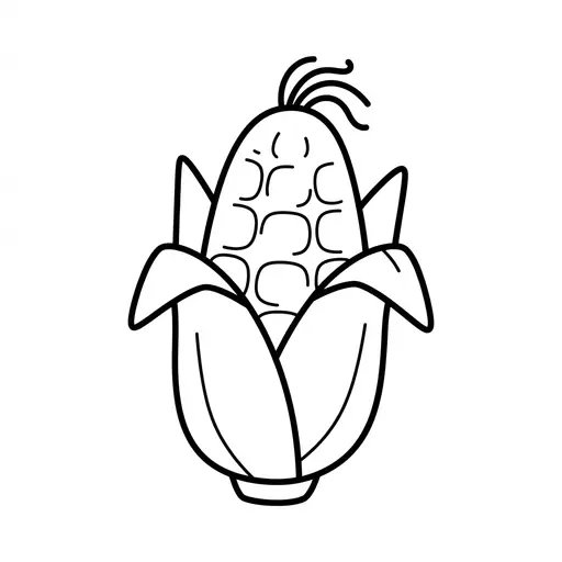 Easy Corn Coloring Page — Shucked Ear With Husk