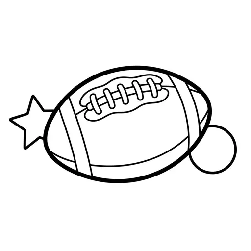 Easy Football Coloring Page — With Laces and Stars