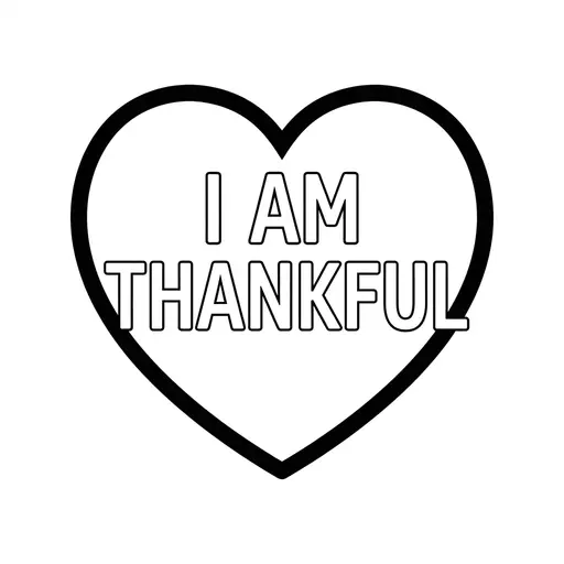 Easy Thankful Coloring Page — I Am Thankful Text