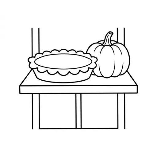 Pumpkin Pie Coloring Page — Cooling on a Windowsill