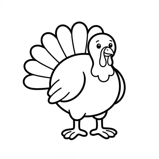Easy Turkey Coloring Page — Simple Standing in Profile