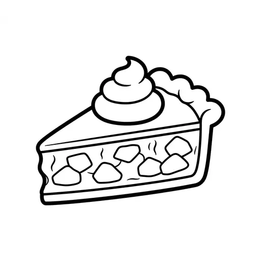 Easy Pumpkin Pie Coloring Page — Slice With Whipped Cream
