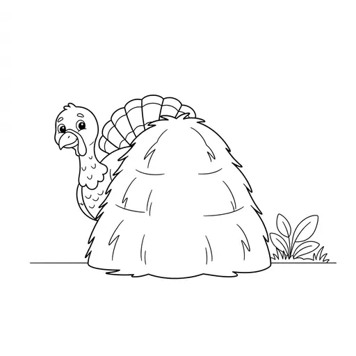 Turkey Coloring Page — Hiding Behind a Haystack