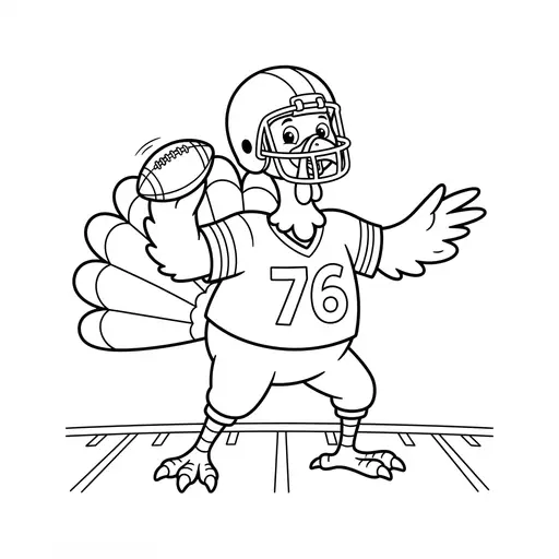 Football Coloring Page — Playing Football in a Helmet