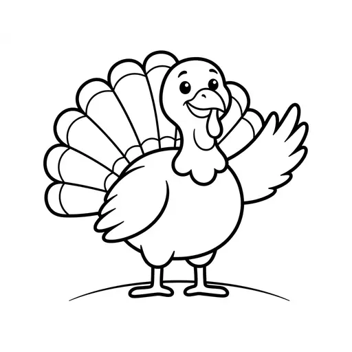 Easy Turkey Coloring Page — Waving One Wing